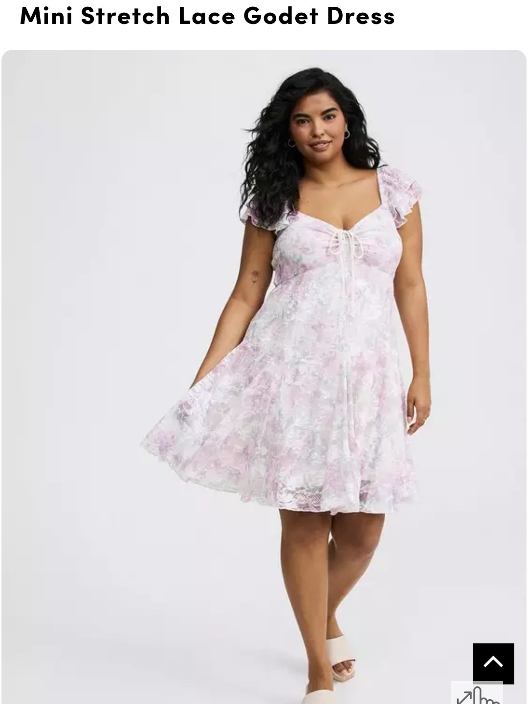 Torrid Pink Floral Mini Stretch Lace Godet Dress